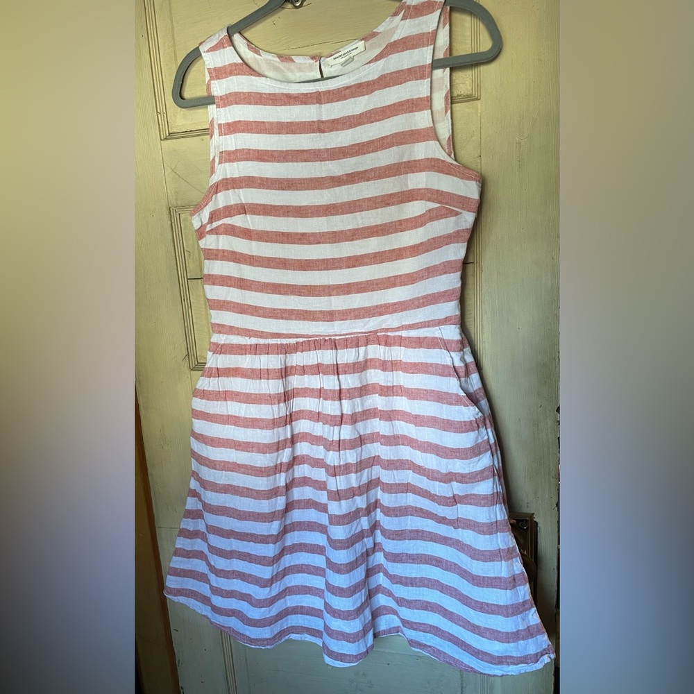 beachlunchlounge collection Cotton Blend Striped Dress with Pockets